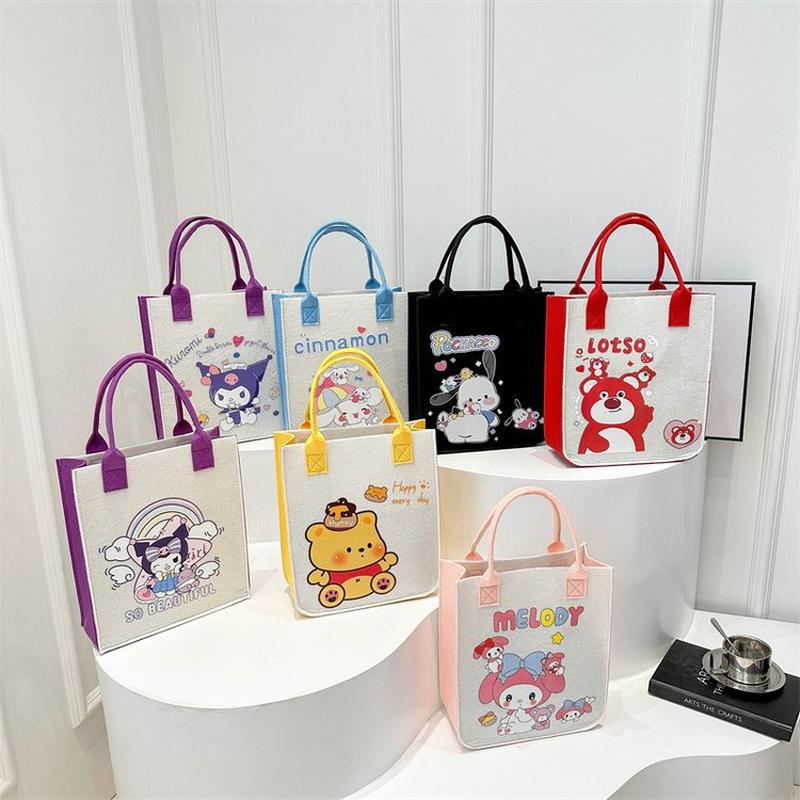 new felt handbag cartoon handbag cute student make-up bag shopping bag printing handbag popular