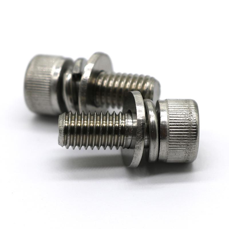 din912 stainless steel cylindrical head hexagon socket flat spring pad three combination screws cup head bolt screws m4 to m12 Item Picture