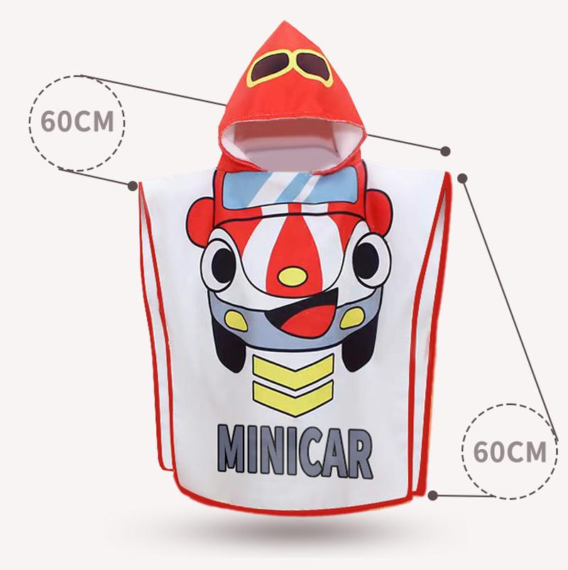 microfiber children's wearable hooded bath towel cute cartoon printed swimming beach towel water-absorbing quick-drying bath towel Application Scenario
