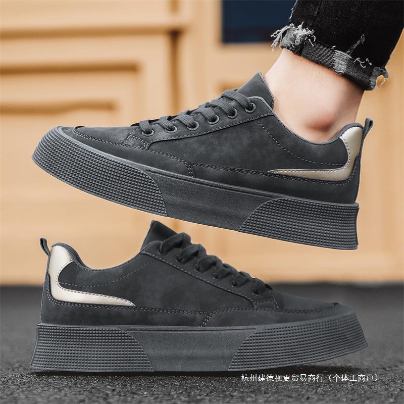 men's shoes 2023 new black board shoes work casual leather shoes men's non-slip men's sports safety shoes spring and autumn details Picture