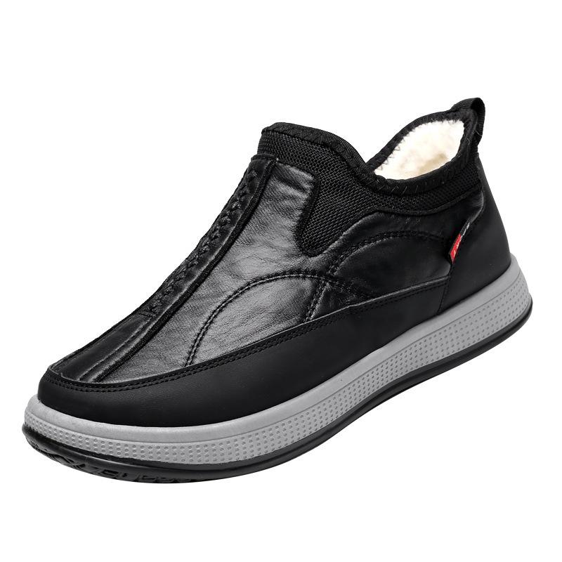 cotton shoes men's 2024 winter new old beijing leather men's shoes fleece-lined slip-on daddy's shoes for middle-aged and elderly people Item Picture