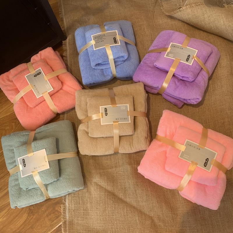 High Density Coral Velvet Towel Bath Towel Set Hand Companion gift Adult Absorbent Beach Towel Factory Spot Wholesale full figure