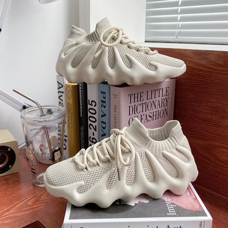 couple flying woven coconut shoes women's 2024 summer breathable casual running shoes volcano sock shoes men's 450 series collection
