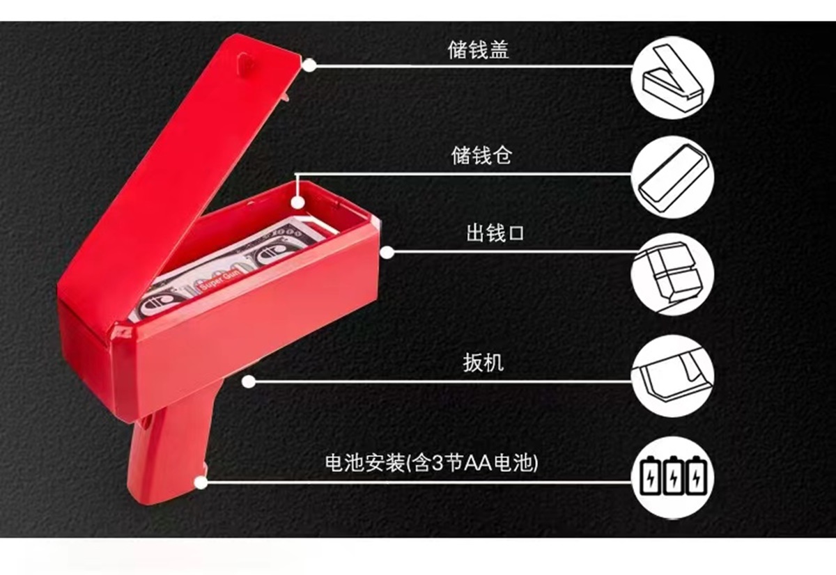 Money Gun Golden matte US dollar gun Party supplies Spray Money toy gun Item Picture