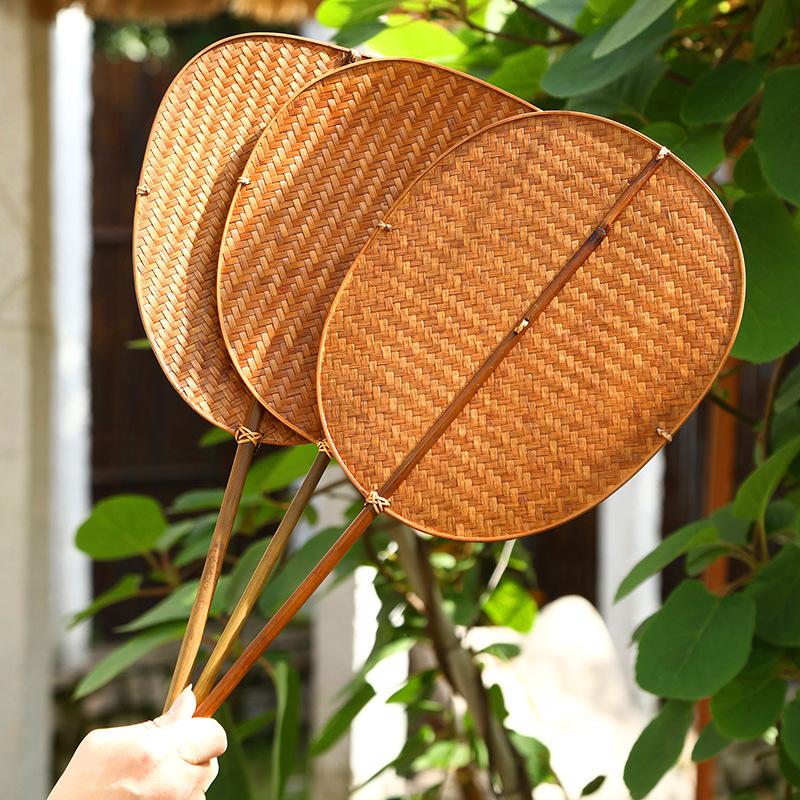 handmade bamboo fan summer cool fan bamboo fan old-fashioned woven fan chinese retro waist fan circular fan hand fan
