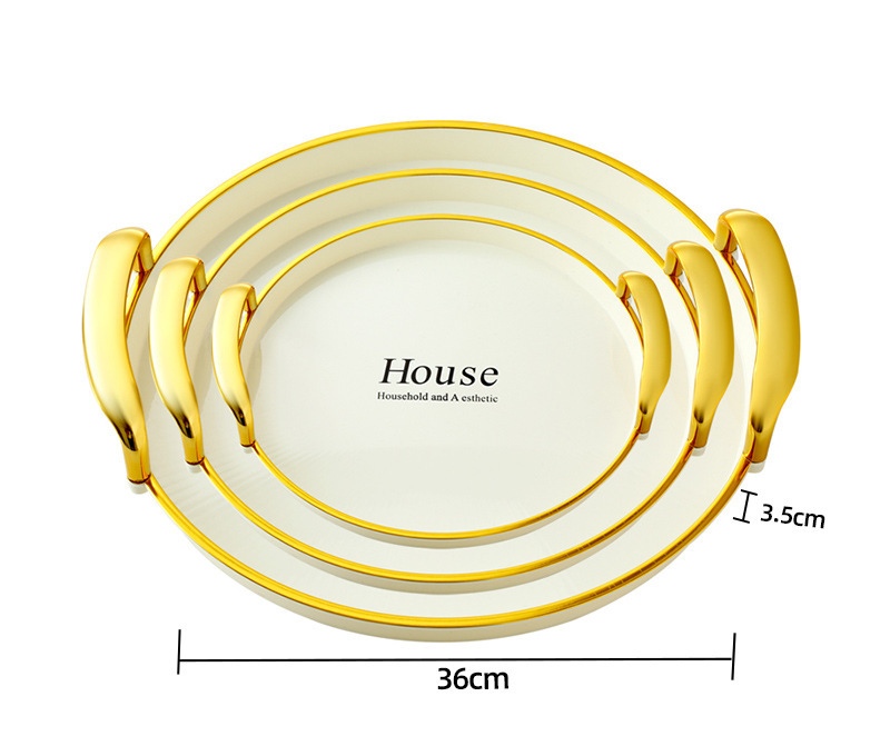 Light luxury tray, ins style, round restaurant tea tray, coffee table, cup, tea cup, water cup, home use Application Scenario