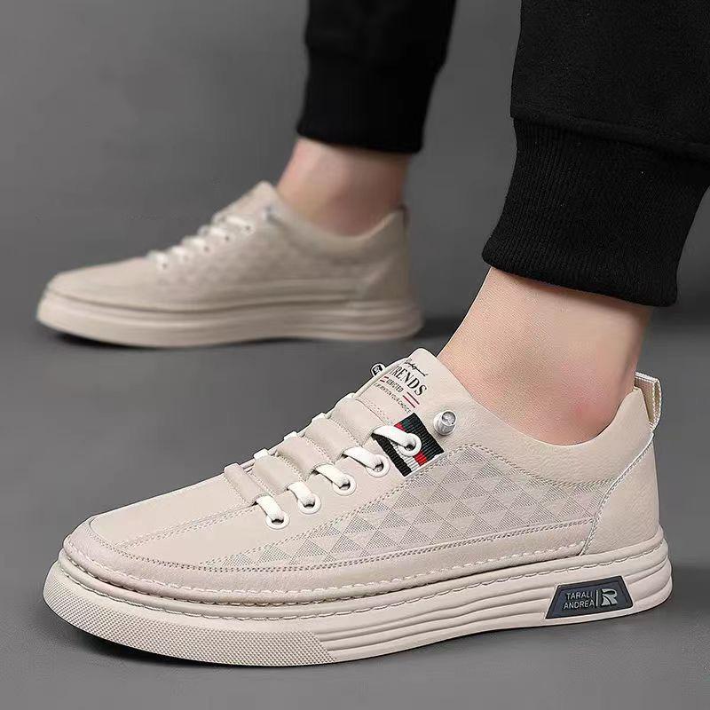 men's shoes spring breathable thin really soft leather white shoes 2024 new trendy all-match casual sports skate shoes men Application Scenario