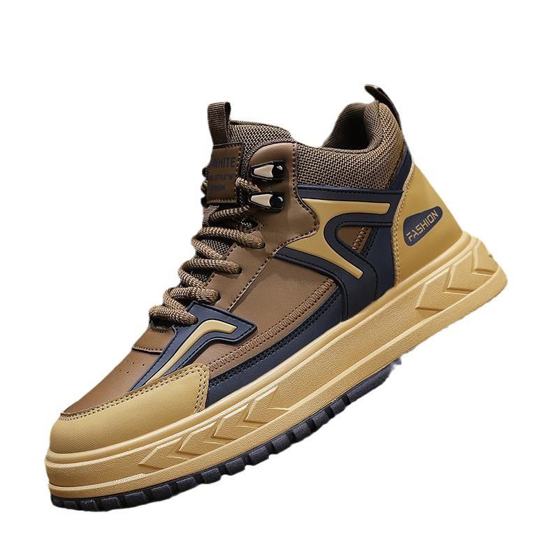 2024 autumn and winter new four seasons high-top teen board shoes leather men's shoes fashion all-match fashion shoes live hot Item Picture