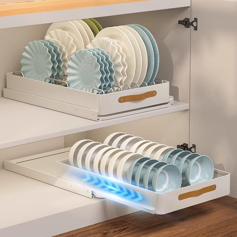 Stainless Steel Dish Storage Rack Pull-out Basket Kitchen Cabinet Sink Dish Rack Plate Drawer Dish Rack Draining Rack