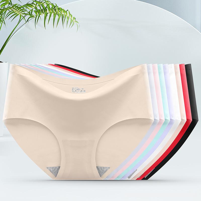 customized women's ice silk underwear seamless underwear one-piece underwear mid waist sexy women's underwear panties