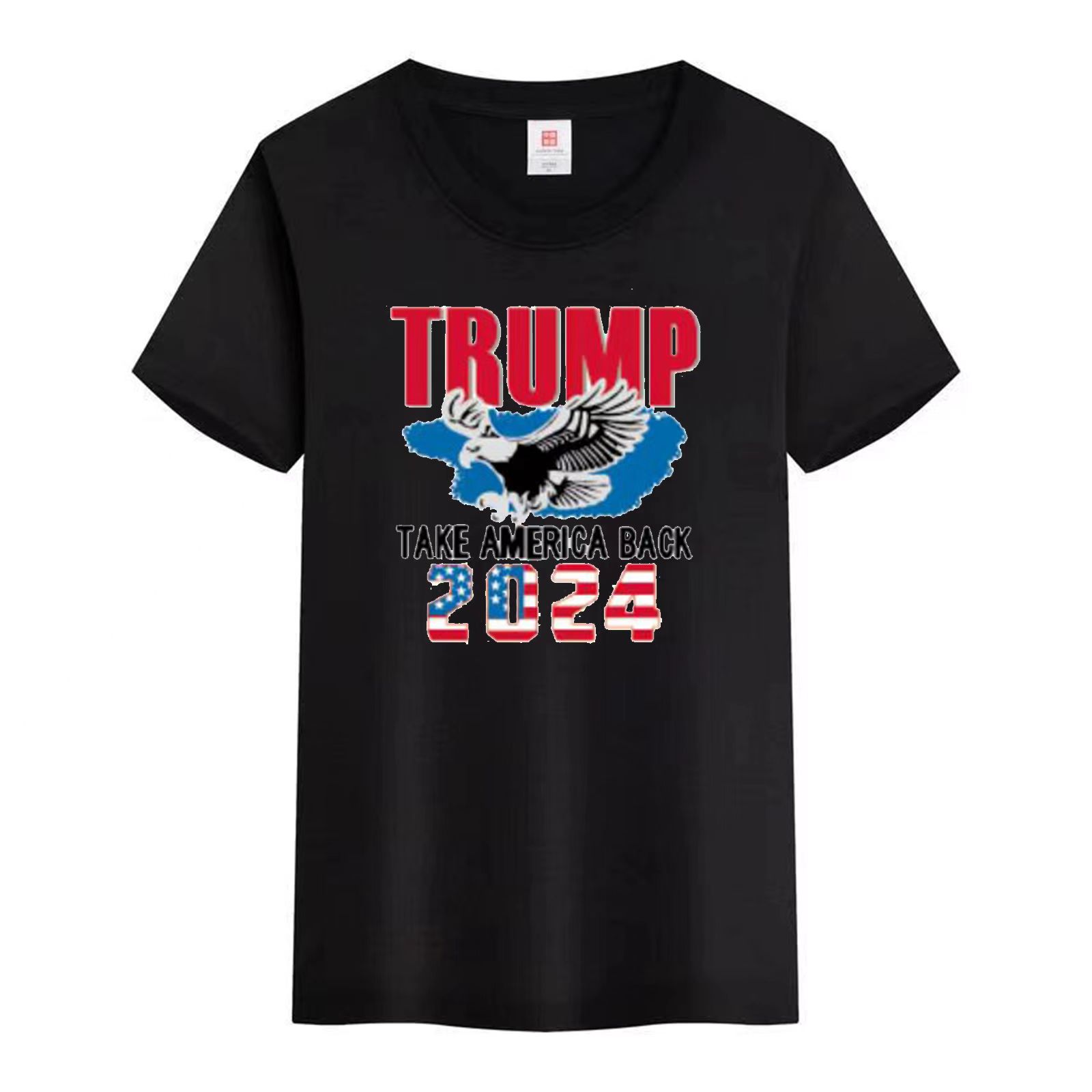 Cross-border European and American large-sized round-neck T-shirts, men's short-sleeved casual round-neck T-shirts, lapel presidential campaign uniforms, professional customization Specification drawing