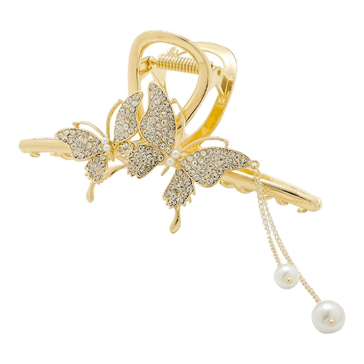 Butterfly large grabber women's summer hair clip, high-end tassel hair clip, elegant back head updo shark clip Item Picture