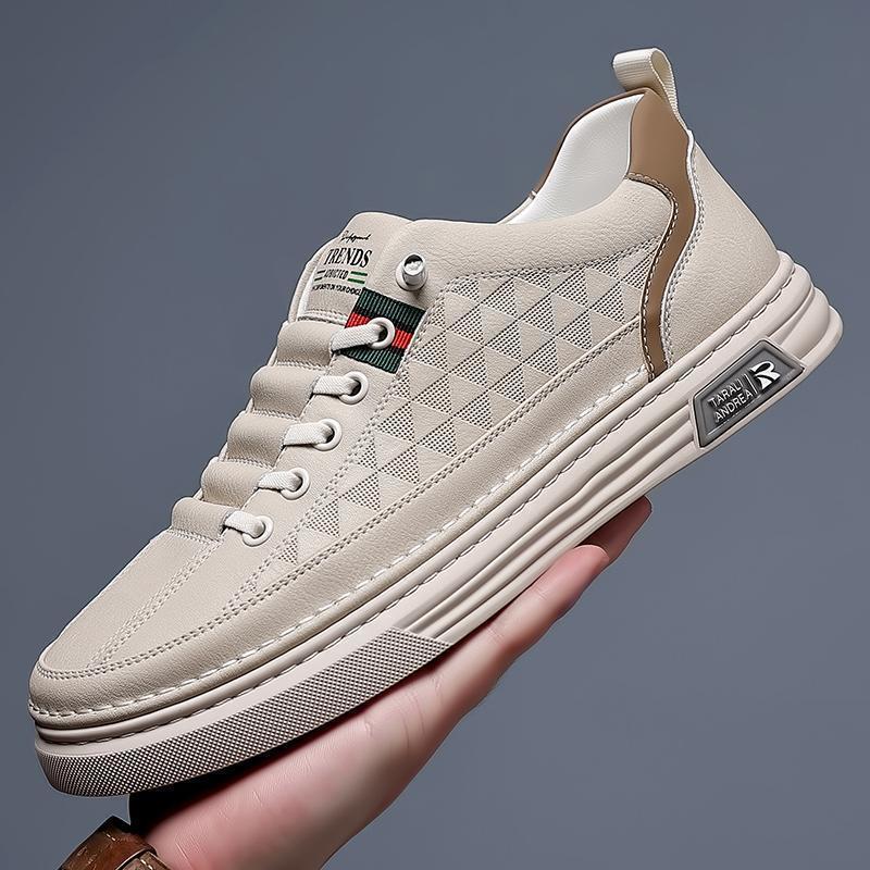 men's shoes spring breathable thin really soft leather white shoes 2024 new trendy all-match casual sports skate shoes men details Picture