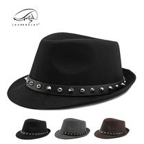 Classic Woolen Fedora Hat Men's Ladies New Rivet Hat Gentlemen's Hat British Vintage Bowler Hat Women's Youth Fashion