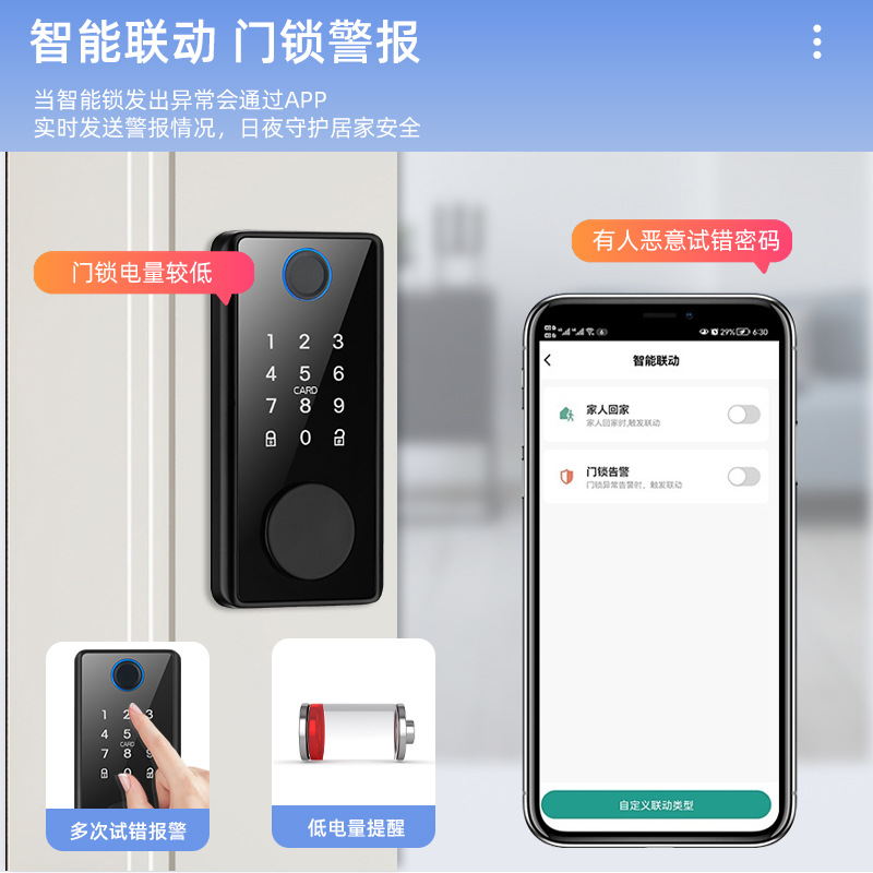 Tuya Smart All-in-One Lock Bluetooth Fingerprint Password Card Swiping Smart Auxiliary Lock Application Scenario