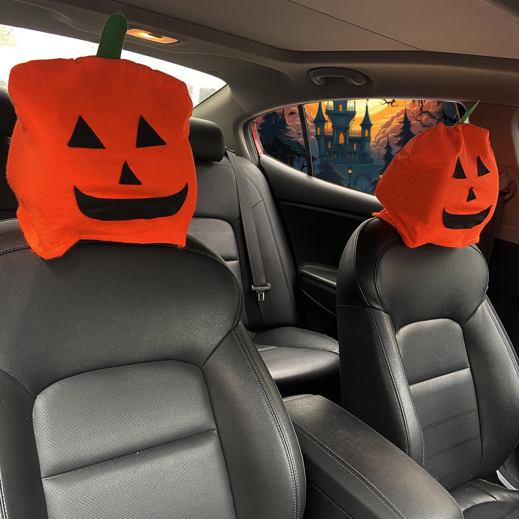 halloween decoration pumpkin non-woven fabric christmas car chair cover holiday atmosphere layout car back chair cover
