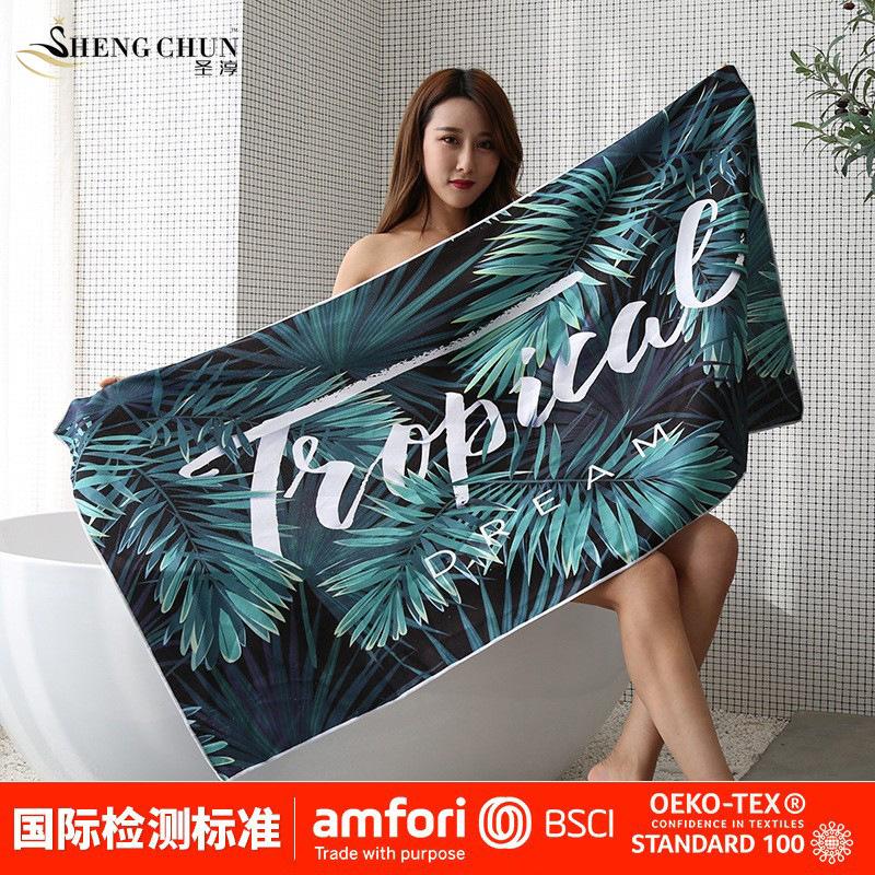 Amazon Microfiber Beach Towel Printing Quick-Drying Hotel Swimming Towel Double-Sided Velvet Beach Towel Foreign Trade