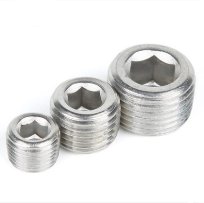 304 stainless steel pt hexagon socket npt zg r plug pipe plug oil plug screw plug oil plug 1/81/43/81/23/4 details Picture