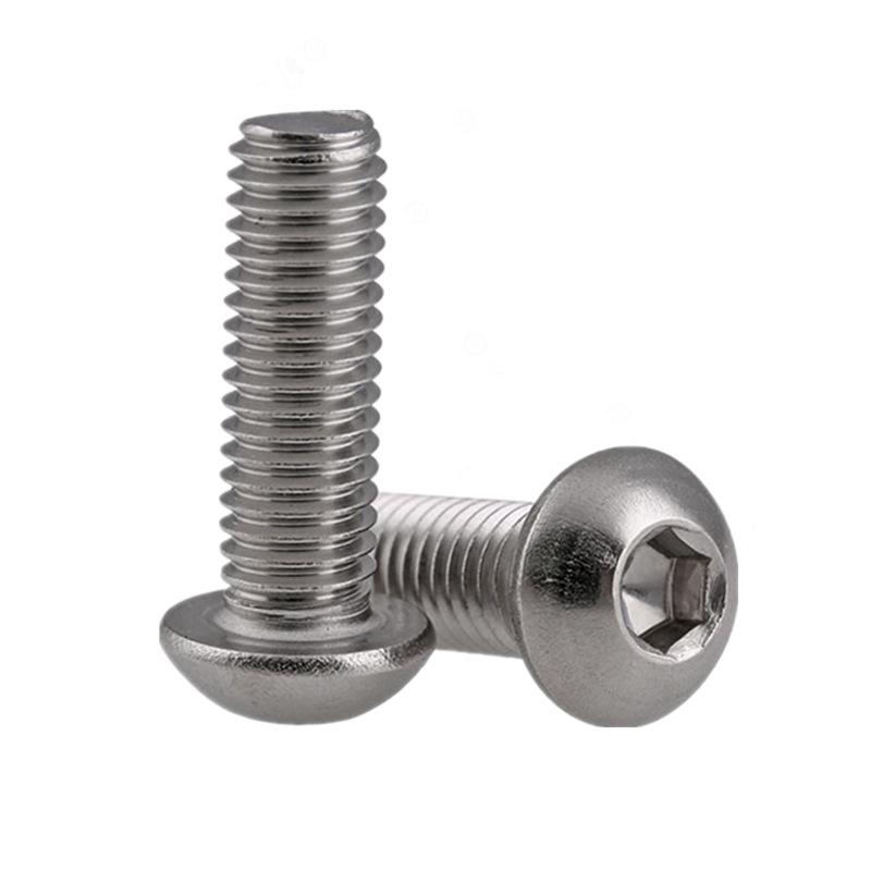 m2m3m4m5m6m8 304 stainless steel coiled hair hexagon socket head cap screw iso7380 round cup mushroom flat round head bolt Item Picture