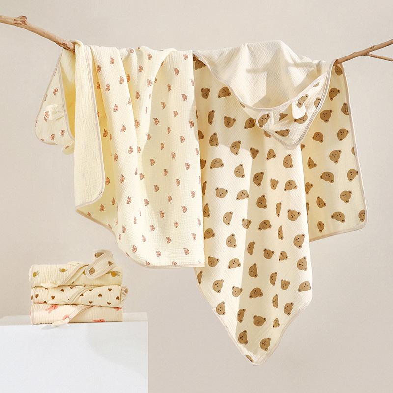newborn baby bath towel baby hooded swimming wrapping towel delivery room baby swaddle spring and summer cotton cloth baby's blanket blanket