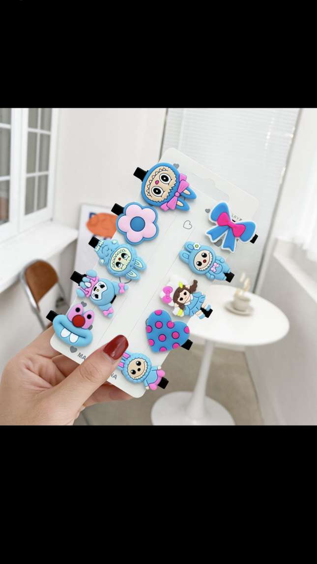 Oubei Bear Children's cartoon flowing sand bb hair clips, girl princess hair accessories, cute cartoon hair clips and hairpins that don't damage hair Specification image