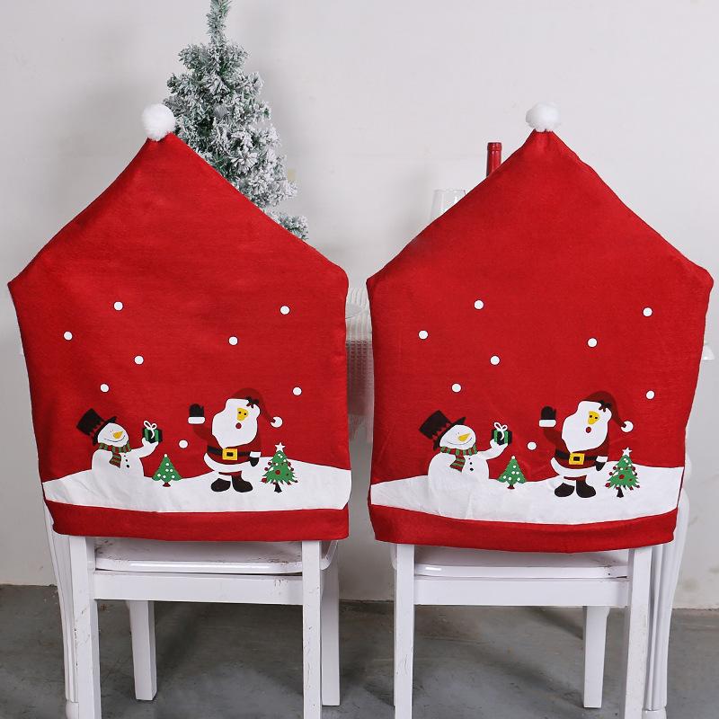 cross-border new arrival printed non-woven farbic christmas chair cover stool cushion case holiday chair cover christmas large hat wholesale