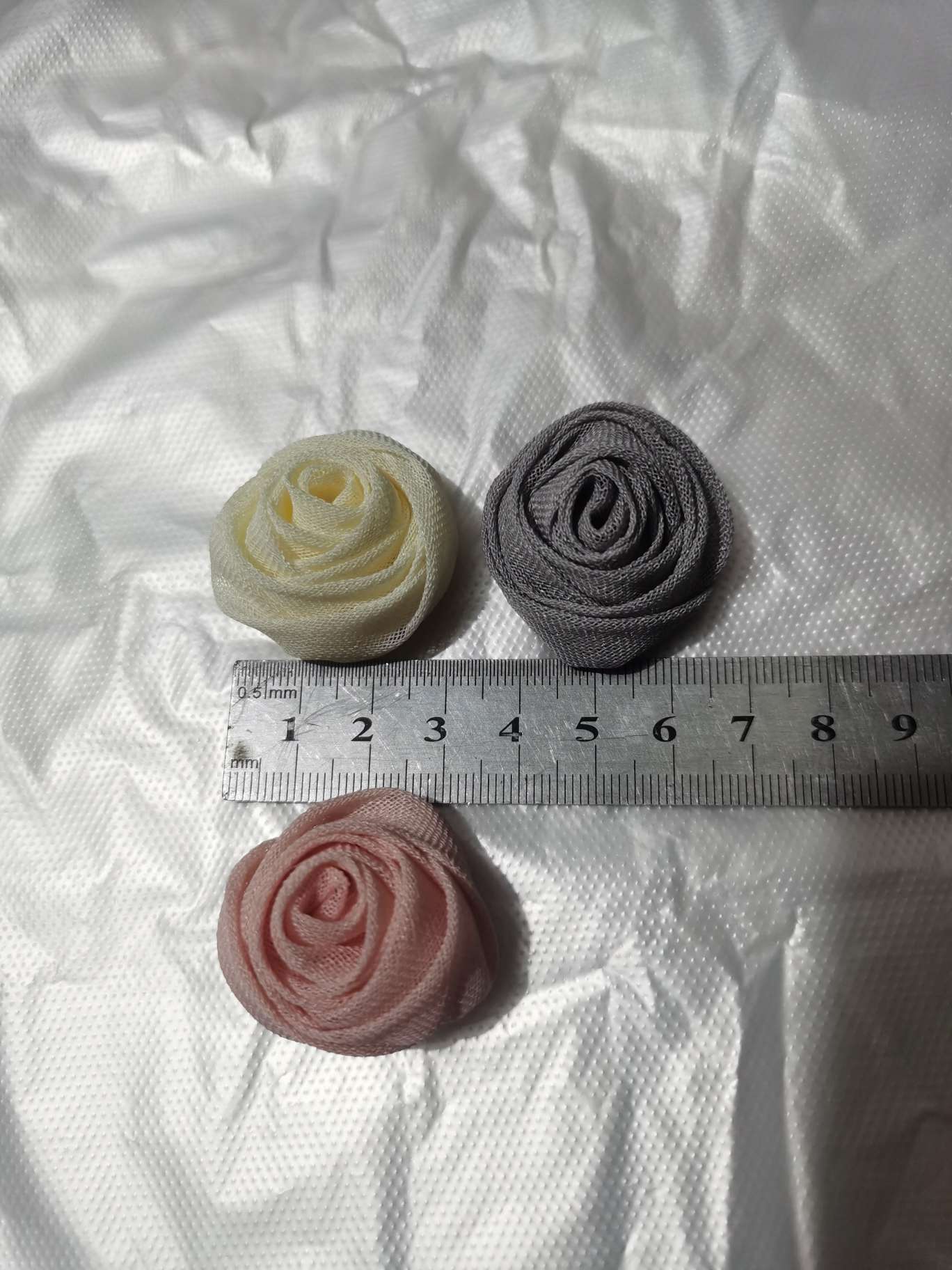 3.5cm加底片麻沙玫瑰花苞，手作diy配件，服装辅料鞋袜饰品半成品详情图2