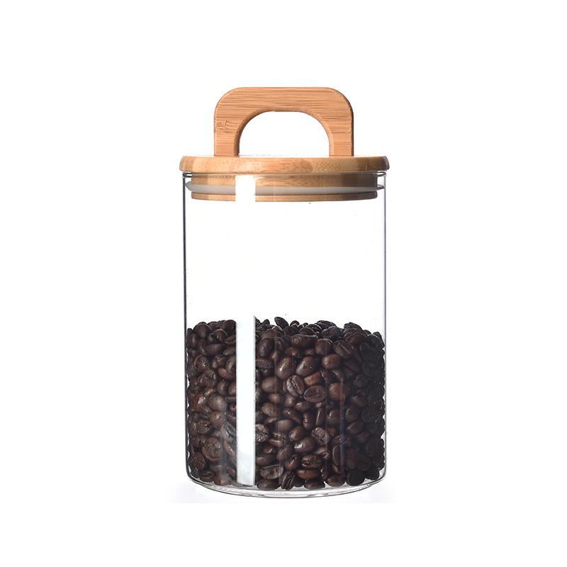 new portable glass jar wholesale kitchen multi-functional glass jar sub-products coffee beans transparent sealed cans Item Picture