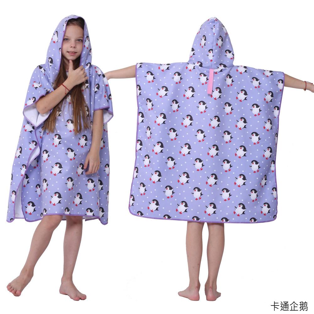 children's printed changing bathrobe portable wearable beach towel beach cloak Item Picture