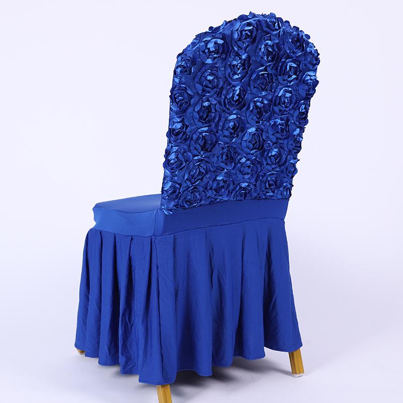factory direct sales rose dress swing elastic chair cover back satin rose embroidered one-piece chair cover