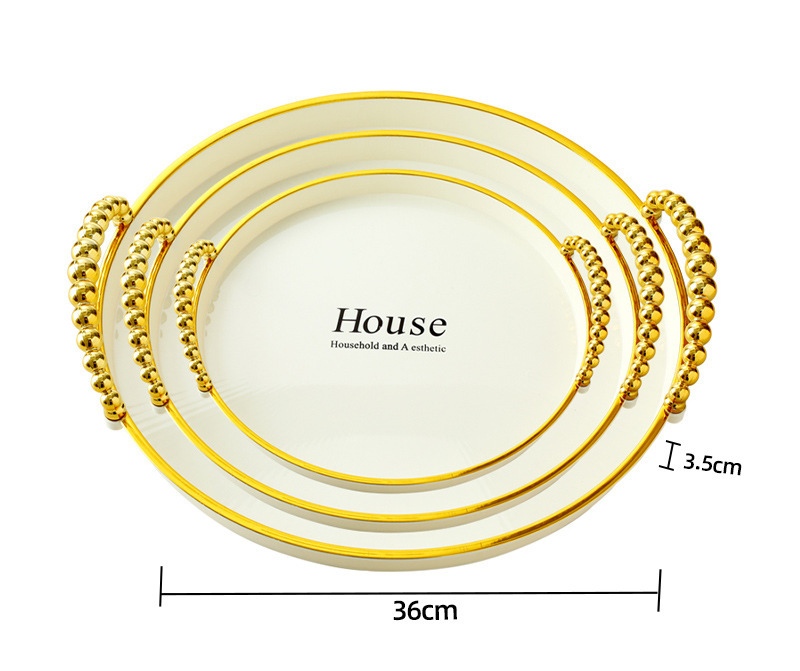 Light luxury tray, ins style, round restaurant tea tray, coffee table, cup, tea cup, water cup, home use detail image 5