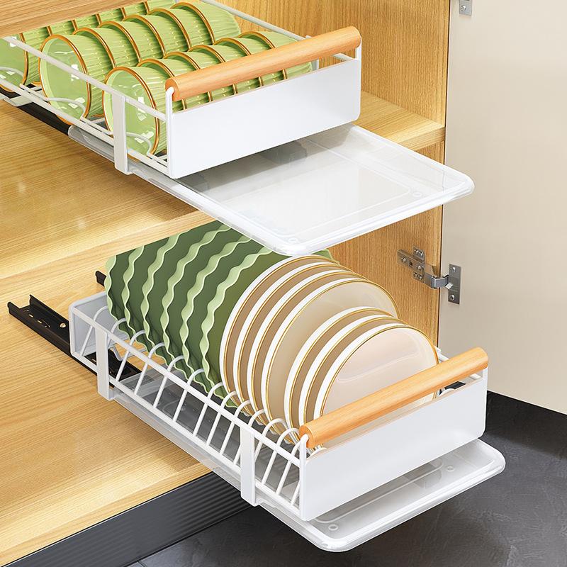 kitchen cabinet storage rack desktop single-track drawer dish rack single-layer rail pull seasoning storage rack