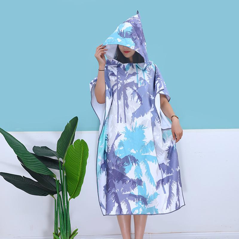 adult cloak bathrobe microfiber digital printing beach towel swimming quick-drying sun protection wearable hooded large bath towel full figure