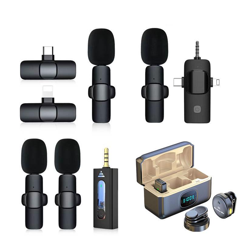 new wireless microphone one-to-two collar clip mobile live streaming device bluetooth sound recording microphone wireless collar clip microphone