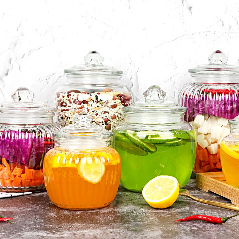 wholesale glass wine fermentation jar sealed jar glass storage jar candy box household storage glass jar pickle bottle