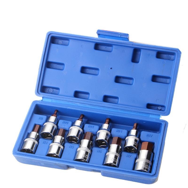 9pc pressure batch sleeve set lengthened hexagon socket screwdriver screwdriver screwdrivers blades screwdriver head set hardware set Specification drawing