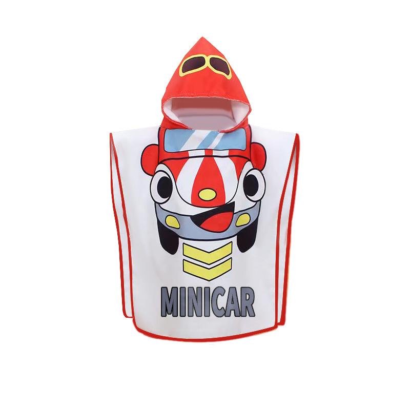 microfiber children's wearable hooded bath towel cute cartoon printed swimming beach towel water-absorbing quick-drying bath towel Item Picture