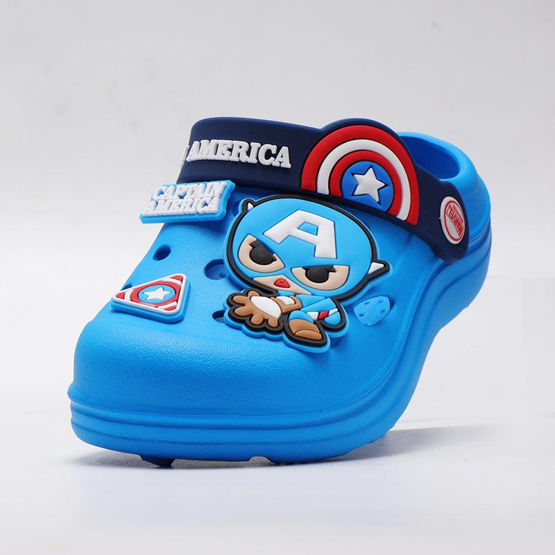 closed toe anti-collision iron man children's slippers summer indoor non-slip cartoon kid baby beach hole shoes Specification drawing