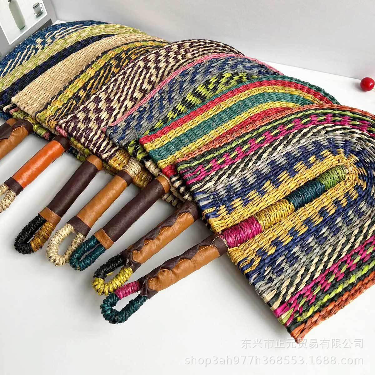 vietnam straw woven fan european seagrass woven wall decorative fan living room and bedroom background fan summer hand fan