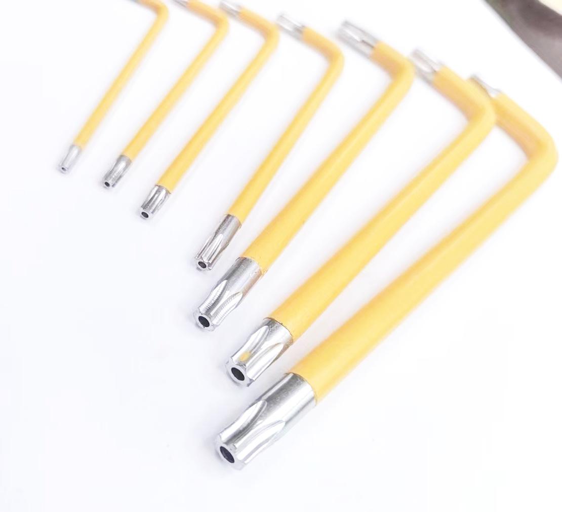 Foreign Trade Double Bubble Hex Wrench Set 9Pc Extra-Long Flat Head Plastic-Sprayed Hexagon Screwdriver Plastic-Coated Hexagon Socket details Picture