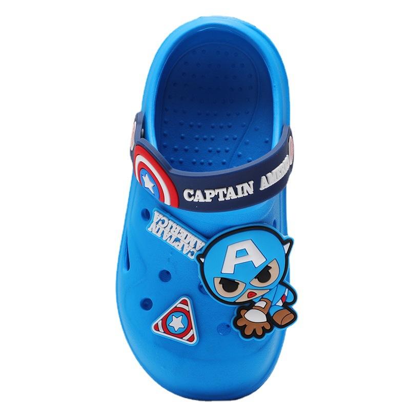closed toe anti-collision iron man children's slippers summer indoor non-slip cartoon kid baby beach hole shoes Item Picture