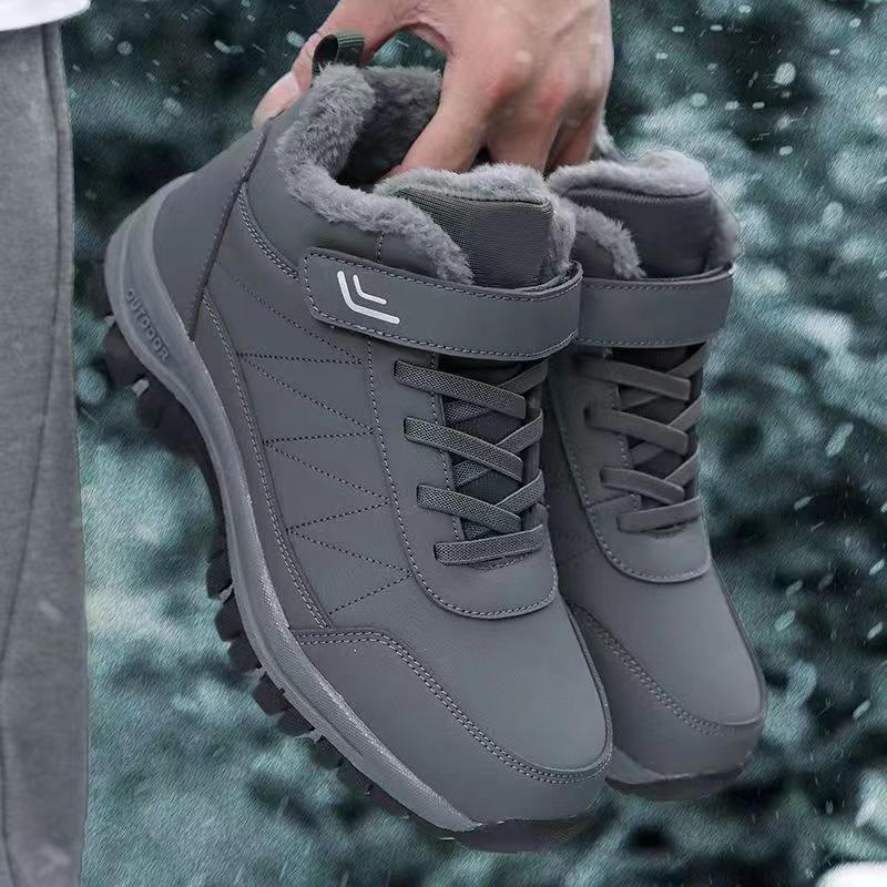 middle-aged and elderly walking shoes autumn and winter fleece-lined winter round toe cotton in stock warm thickened cross-border foreign trade shoes men's shoes full figure
