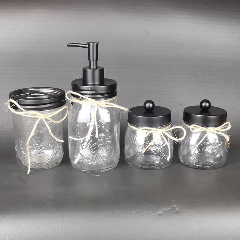 glass jar bathroom kit glass hand sanitizer toothbrush bottle small storage glass bottle daily chemical four-piece set one piece dropshipping