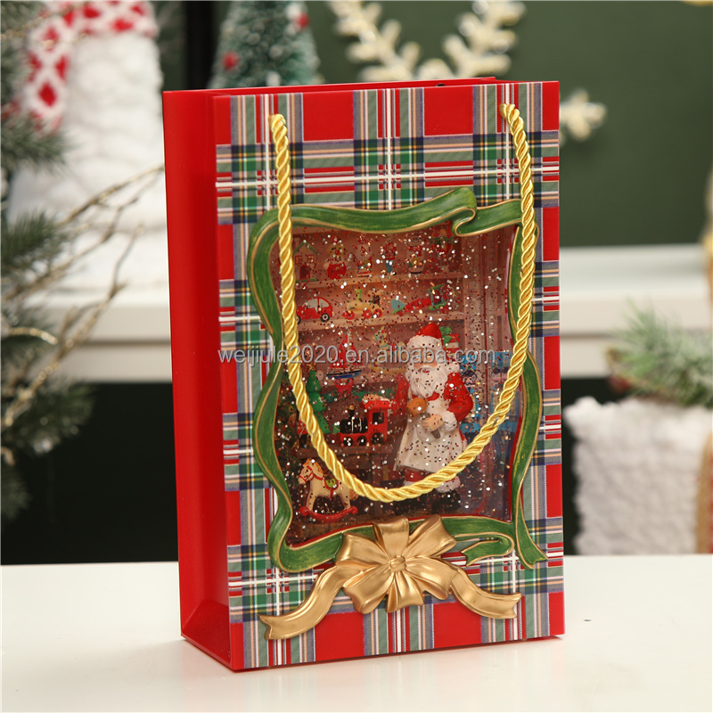 Christmas gift bags, snowman decorations for the elderly, snowfall scene arrangement, cross-border retro gifts, handicrafts, music boxes Specification image