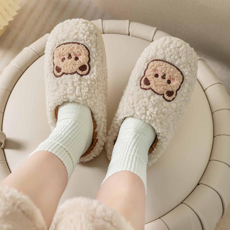 litani cotton slippers men's winter cute indoor fluffy shoes warm non-slip household fleece-lined slippers women wholesale details Picture