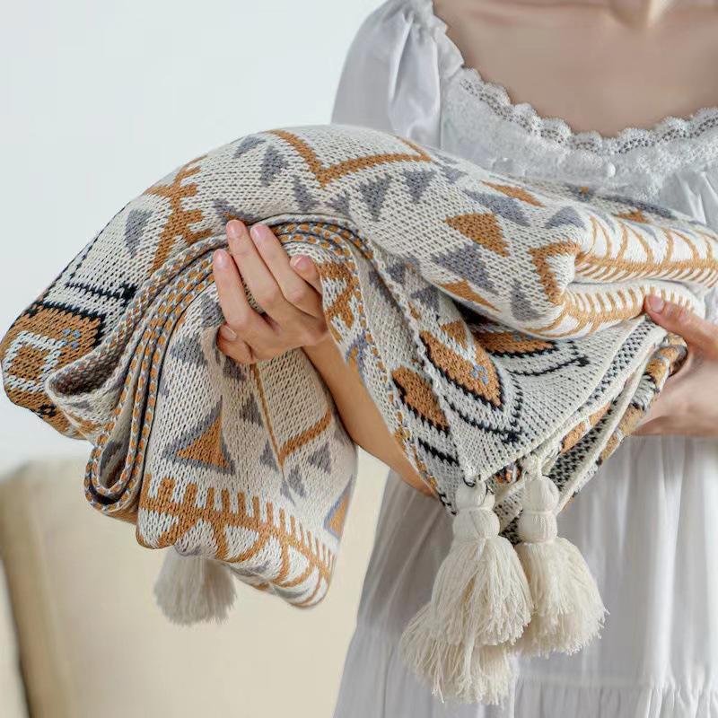 navajo daylight blanket nordic knitted blanket bohemian air conditioning blanket nap blanket sofa cover baby blanket