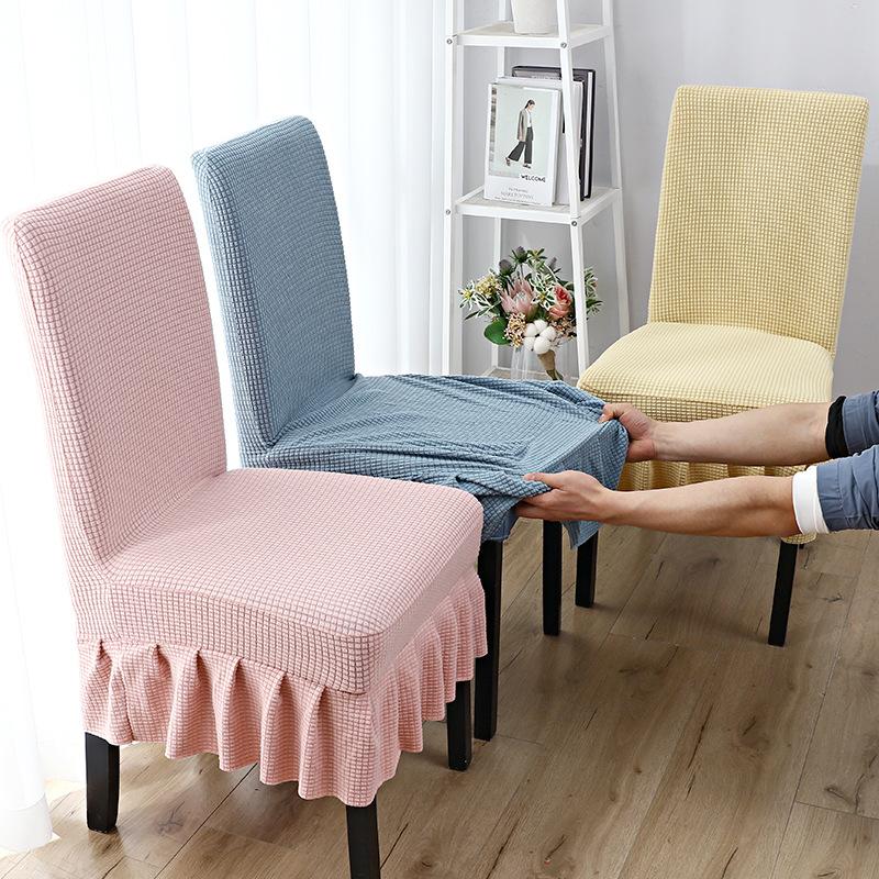 thickened corn velvet chair cover dining chair cover simple hotel new skirt seat cover knitted chair cover one-piece wholesale