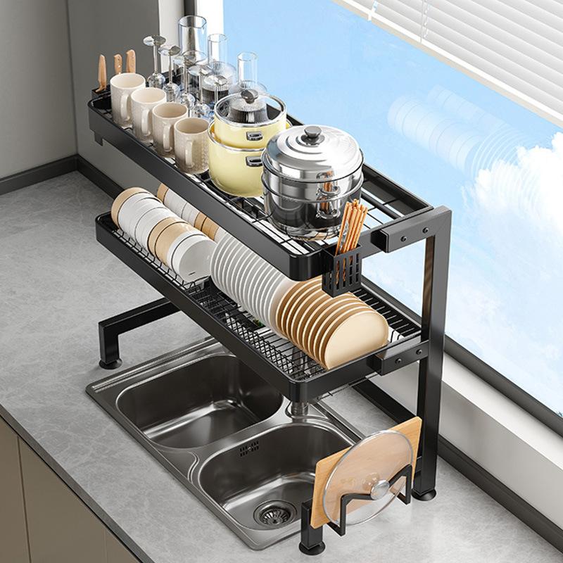 kitchen sink storage shelf countertop dish storage rack multi-functional dish rack sink dish rack draining rack