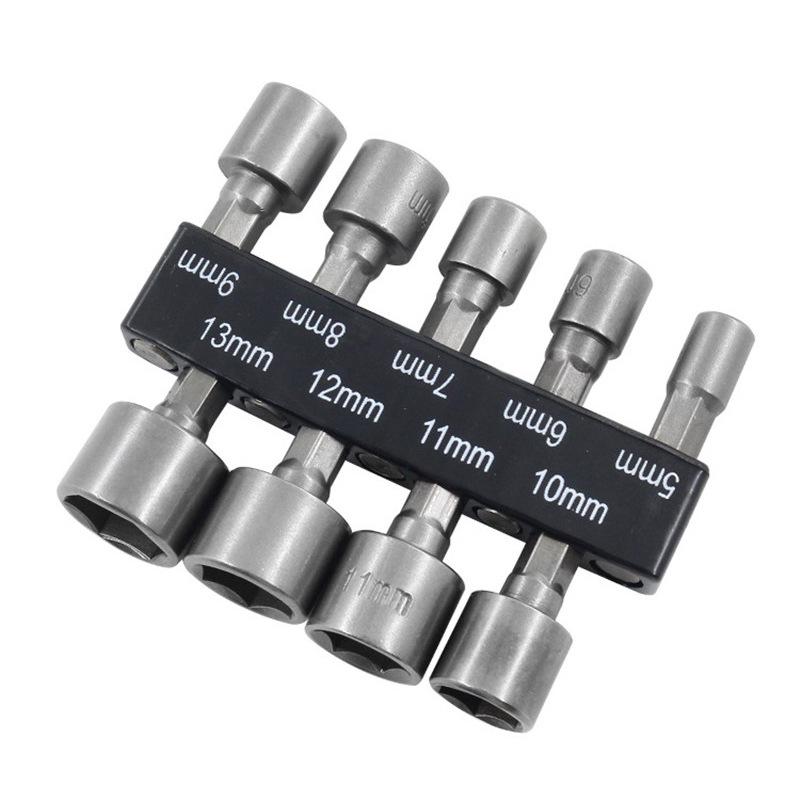 9pcs metric combination sleeve rubber strip mounted hexagon socket electric wrench 5-13mm non-magnetic air nutsette pullover Item Picture