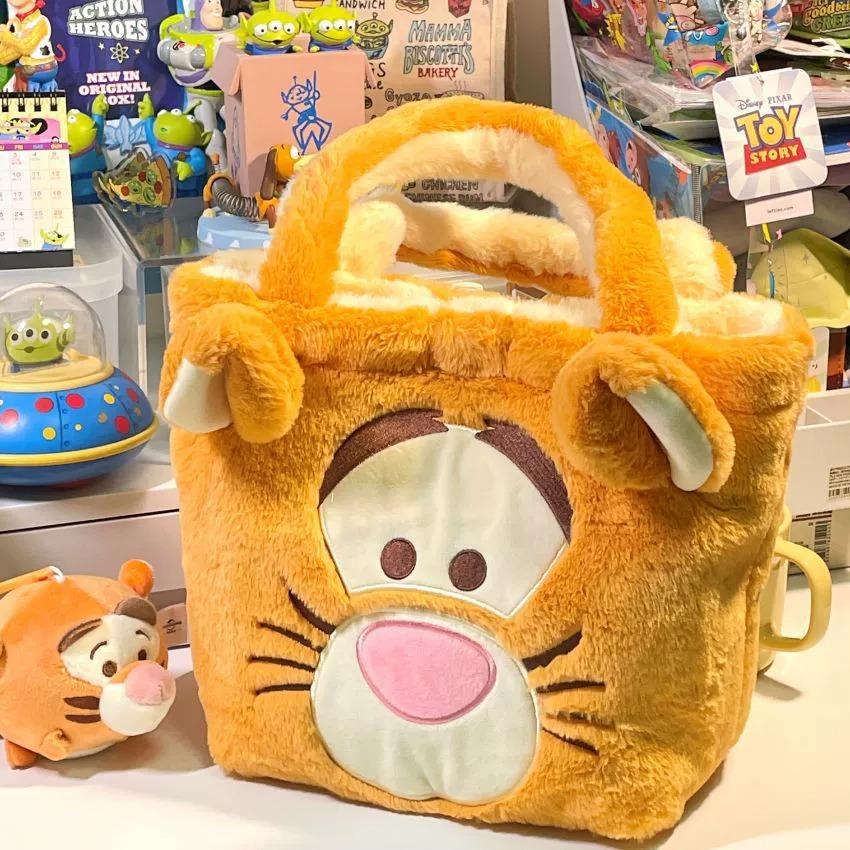 strawberry bear plush tigger shoulder double-sided women's bag portable large capacity shopping bag birthday gift